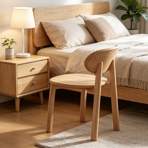 Scandinavian Solid Wood Dining Chair Modern Design Natural <b>Oak</b> Finish Stable Home Furniture - Product Image 4
