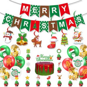 Décoration <span class=keywords><strong>de</strong></span> fête <span class=keywords><strong>de</strong></span> Noël 2023 : Ensemble <span class=keywords><strong>de</strong></span> ballons et drapeaux, formes flocon <span class=keywords><strong>de</strong></span> neige, <span class=keywords><strong>sapin</strong></span> <span class=keywords><strong>de</strong></span> Noël, renne, cartes à insérer pour gâteaux, vente <span class=keywords><strong>en</strong></span> gros SD050 - Product Image 1