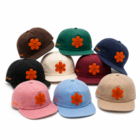 Casquette de baseball à visière plate avec patch floral brodé personnalisé, OEM ODM, marque privée, streetwear, accessoires de mode pour marques de créateurs