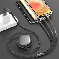 Câble de charge rétractable 3-en-1 USB Type-C 120W avec blindage en feuille de cuivre pur, charge rapide 6A pour iOS/Android, portable et coloré