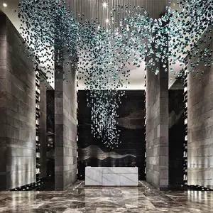 호화스러운 불규칙한 돌 예술 유리제 샹들리에 점화 호텔 클럽 연회 홀 상점가 프로젝트 빛