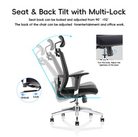 Chaise de bureau pivotante professionnelle confortable pour la maison et le bureau, luxe moderne, tissu maillé ergonomique, certifiée BIFMA X5.1