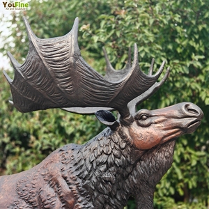 Estatua de <span class=keywords><strong>Alce</strong></span> de Bronce de <span class=keywords><strong>Tamaño</strong></span> <span class=keywords><strong>Real</strong></span>, Escultura de Animal Salvaje para Exteriores, Pose Caminando, Astas Palmadas, Hecha a Mano para Jardín, Parque, Villa - Product Image 5