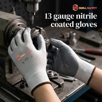 Gants de sécurité fiables SNELL 13 Gauge en polyester avec paume enduite de nitrile, résistants à l'huile, dexters, pour la construction et les travaux mécaniques