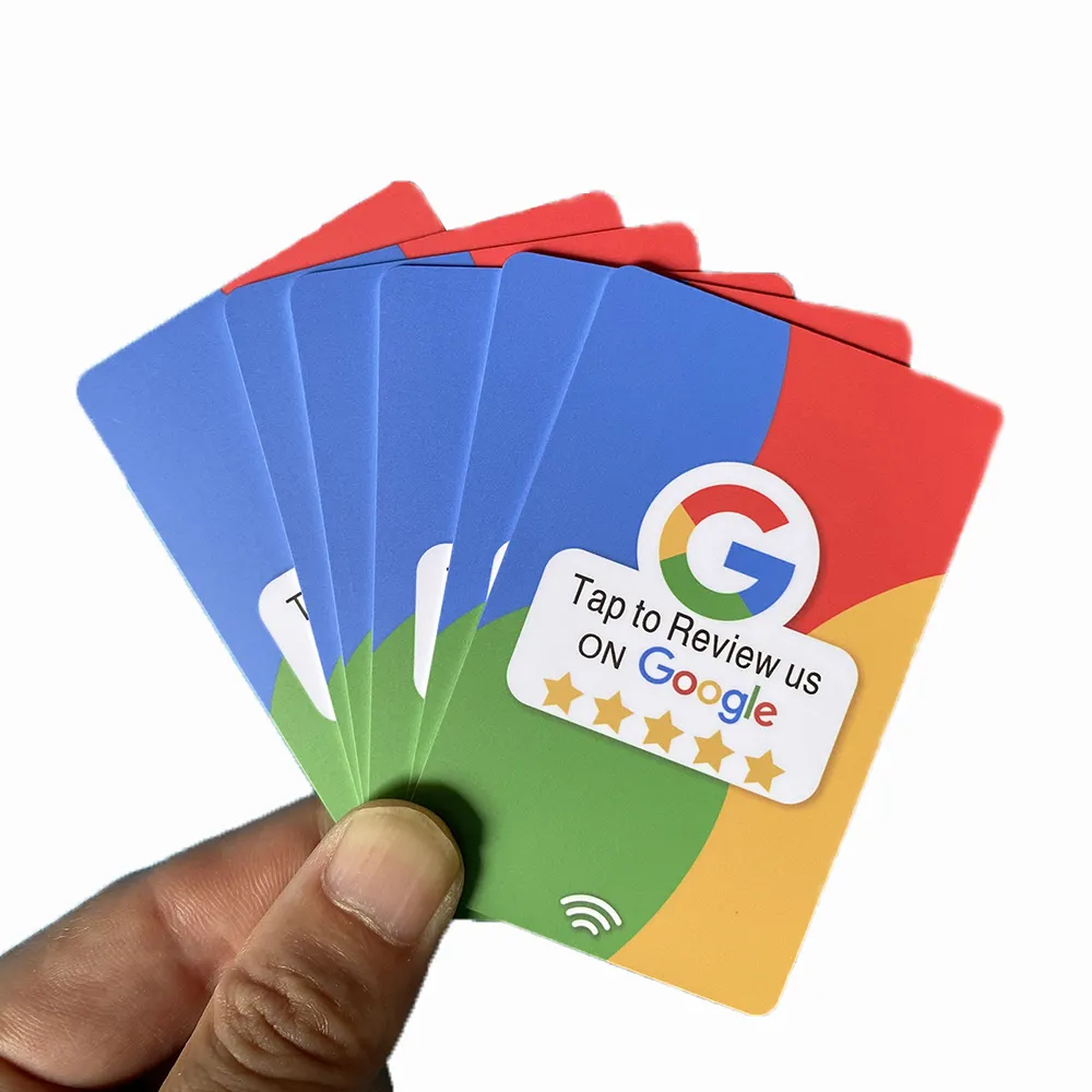 Top Five Scan NFC Google Review RFID Tap biglietto da visita NFC recensione Sticker con iPhone e Android