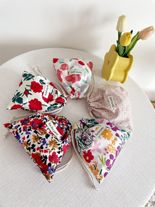Floral Print Plaid Cotton <b>Drawstring</b> <b>Pouch</b> Bag for Makeup Key Storage Eco Friendly Small Canvas <b>Drawstring</b> Cloth Bag - Product Image 5
