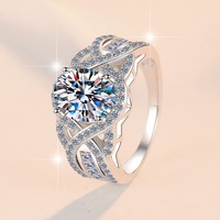 Cincin Wanita Lerca Hot Sale 2 Karat Oval Cut VVS Moissanite Bersertifikat GRA, Band Perak S925, Perhiasan Jari Wanita Modis