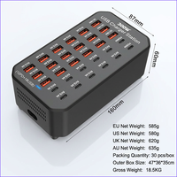 Hub USB-C de 30 Puertos con Salida Real de 300W (12C+18A) para Sala de Conferencias, Distribución Dinámica de Energía, Detección Automática, IC Inteligente