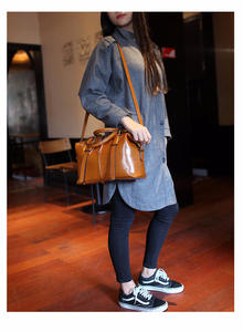 Sac à main Andong pour femmes et filles, en cuir de vache véritable, sac à bandoulière tendance, sacs à main à poignée supérieure - Product Image 3