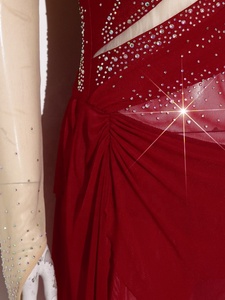 Vestido de Patinaje Artístico con Pedrería y Malla, Profesional para Mujer, Asimétrico, Manga Larga, Cuello Alto, Leotardo para Competencia de Patinaje sobre Hielo - Product Image 4