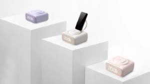 KINGSTAR-soporte portátil para teléfono móvil, Despertador con carga inalámbrica, luz LED, tela, altavoz BT - Product Image 5