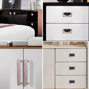 Resin Zinc Alloy Base Furniture Dresser Drawer Kitchen Double Holes Modern Simplicity Long Handle - Product Image 2