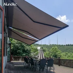 AlunoTec özelleştirilmiş geri çekilebilir Pergola elektrik motorlu katlanır çatı veranda gölgeliği yarım kaset tente