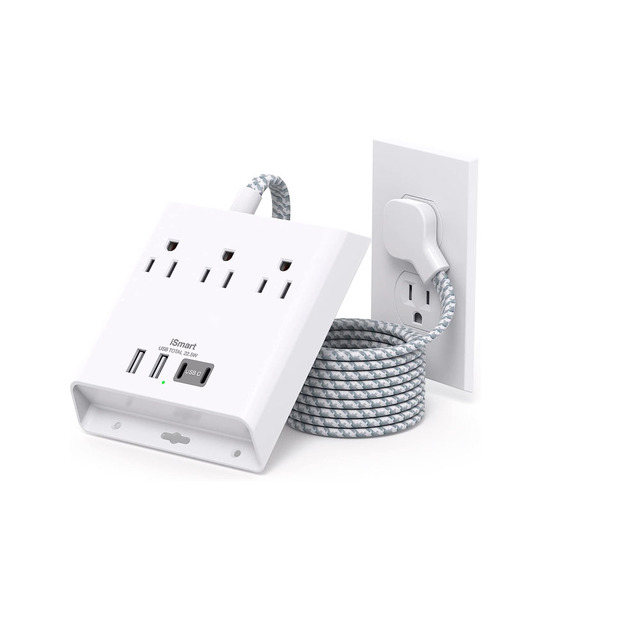 Hot Selling Desktop Wall Mount Portable Easy Mount 7-IN-1 Desktop 3 Outlets Power Strip