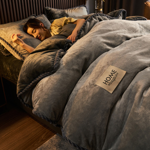 Lait polaire graisse <span class=keywords><strong>couette</strong></span> lavable <span class=keywords><strong>couette</strong></span> intérieure + <span class=keywords><strong>housse</strong></span> 2 pièces/ensemble maison chaud hiver épaissir lin velours 2 pièces/ensemble remplissage <span class=keywords><strong>couette</strong></span> ensemble - Product Image 2