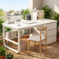 Bureau d'ordinateur ergonomique pour étudiants avec étagère et armoires, table d'étude écologique pour la maison et le salon