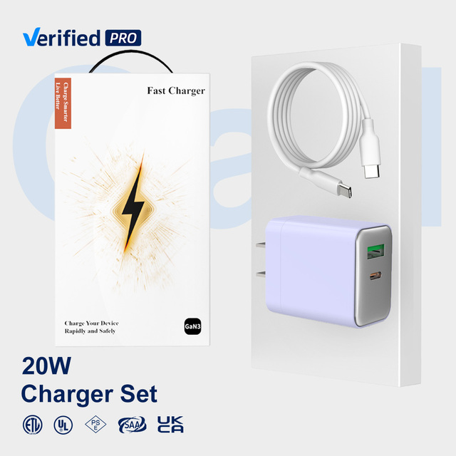 TKT PD 20W USB C Charger with Cable Fast Charging Cargadores Tipo C Mobile Phone USB Charger Block Phone Accessories Set