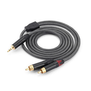 Cable de audio trenzado de 3.5mm macho a 2RCA, divisor estéreo con altavoces RCA duales, subwoofer de TV, cable de cobre chapado en oro - Product Image 4