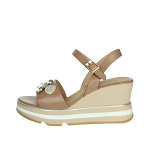 Keys Women's Wedge Sandal K-11023 <b>White</b> Leather Platform <b>Heel</b> Summer Shoes - Product Image 1