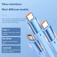 Kabel Micro USB Teleskopik 3-in-1 1.2M Laris Manis, Kabel Charger Cepat 6A untuk Perangkat IOS dan Kabel Daya Tipe-C Smart USB 100W