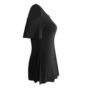 Blusa Túnica Casual de Verano para Mujer 2026 de Pana con Huecos y Manga Corta, Estilo Holgado con Hombros Descubiertos - Product Image 6