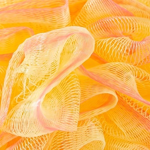 Premium Quality Color-<strong>Trimmed</strong> Edge Soft Touch Exfoliating Loofah Pouf Sponge Skin-Friendly Orange Shower Mesh <strong>Bath</strong> Ball Sponge - Product Image 3