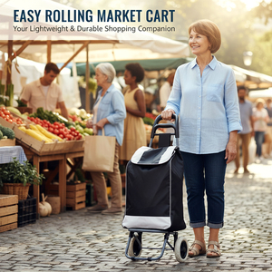 Poland Stock 2-Wheel Folding Shopping <b>Trolley</b> Large Capacity Market Cart with Rear Zipper Pocket EU Dropshipping - Product Image 4