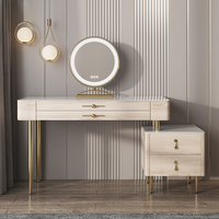 Table de luxe en bois massif en ardoise de roche coiffeuse avec miroir avec ensemble de maquillage de chaise