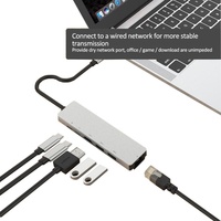 Hub USB C 6 en 1, station d'accueil Type C 100W PD avec Ethernet RJ45 100M, 4K HDTV, USB 3.0, USB 2.0 pour MacBook iPad Pro