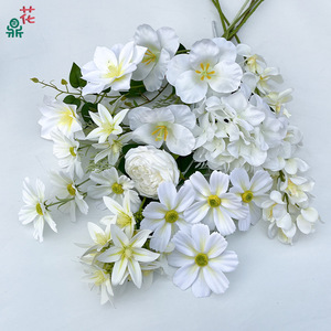 ดอกไม้ผ้าไหมสีขาว ช่อดอกไม้ผสม ตกแต่งงานแต่งงาน สไตล์สดชื่นหรูหรา - Product Image 2