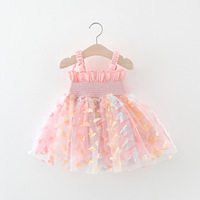 Robe de Soirée Princesse d'Été pour Fillette, Sans Manches, Anniversaire, Tutu en Tulle, Ailes de Papillon, Col Rond, Style Doux pour Enfants