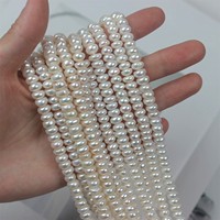 Collier de perles d'eau douce naturelles 7-8mm, forme bouton, forme pain, blanc naturel, pour la création de bijoux