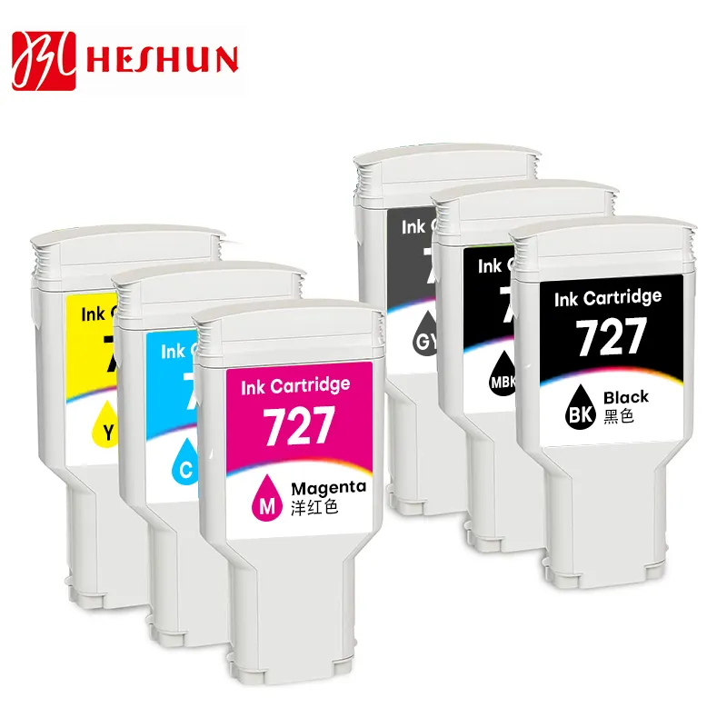 HESHUN 727 Plotter Vivid Color Compatible Ink Cartridge HP 727 Compatible for HP Designjet T920/T930/T1500/T1530/T2500/T2530