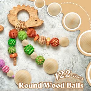 Bolas de Madera Redondas sin Acabado para Manualidades y Joyería, 5 Tamaños, Bolas Naturales Pulimentadas para Proyectos Creativos - Product Image 2