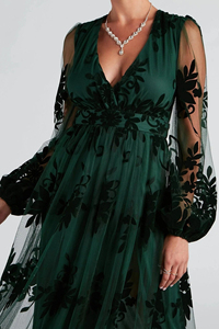 Vestido largo europeo y americano, moderno y sexy con abertura alta, elegante vestido de noche de manga larga para damas. - Product Image 6