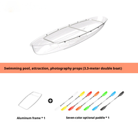 Vente en gros de canoë-kayak transparent en polycarbonate, conception monobloc, service de découpe, idéal pour le tourisme aquatique sur les rivières et les lacs.