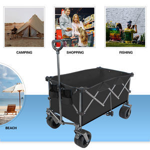 Multi-terrain Steel Frame Folding Wagon <b>Trolley</b> <b>Collapsible</b> Folding Wagon Cart - Product Image 3