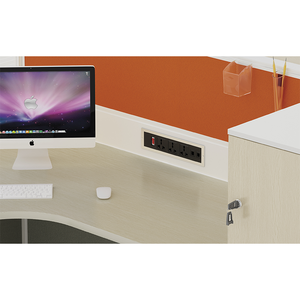 Estaciones de trabajo de oficina modulares modernas, escritorio de ordenador en forma de L con pantalla de empleado de cuatro plazas, muebles modernos de madera para uso doméstico - Product Image 6