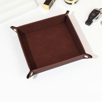 Plateaux de rangement pliables de luxe carrés en cuir PU pour hommes, pour dés, montres et clés