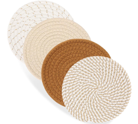 Sous-verres en corde de coton tissés à la main, 4 pièces, coussin isolant résistant à la chaleur, tapis antidérapant pour tasses, support pour casseroles, décoration de table à manger, set de table