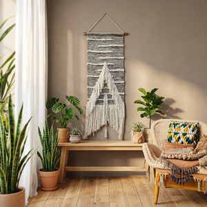 Tapiz Rectangular Bohemio Hecho a Mano de Algodón y Lana, Arte Decorativo para Pared, Hermoso y Único, Ecológico y Lavable, HILTEX Living - Product Image 3