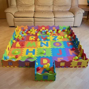 Hot Sell Bunte Baby Krabbel matte EVA Spleiß schaum Boden matte Einfache Aufbewahrung Langlebiger ABC & 123 Puzzle Teppich