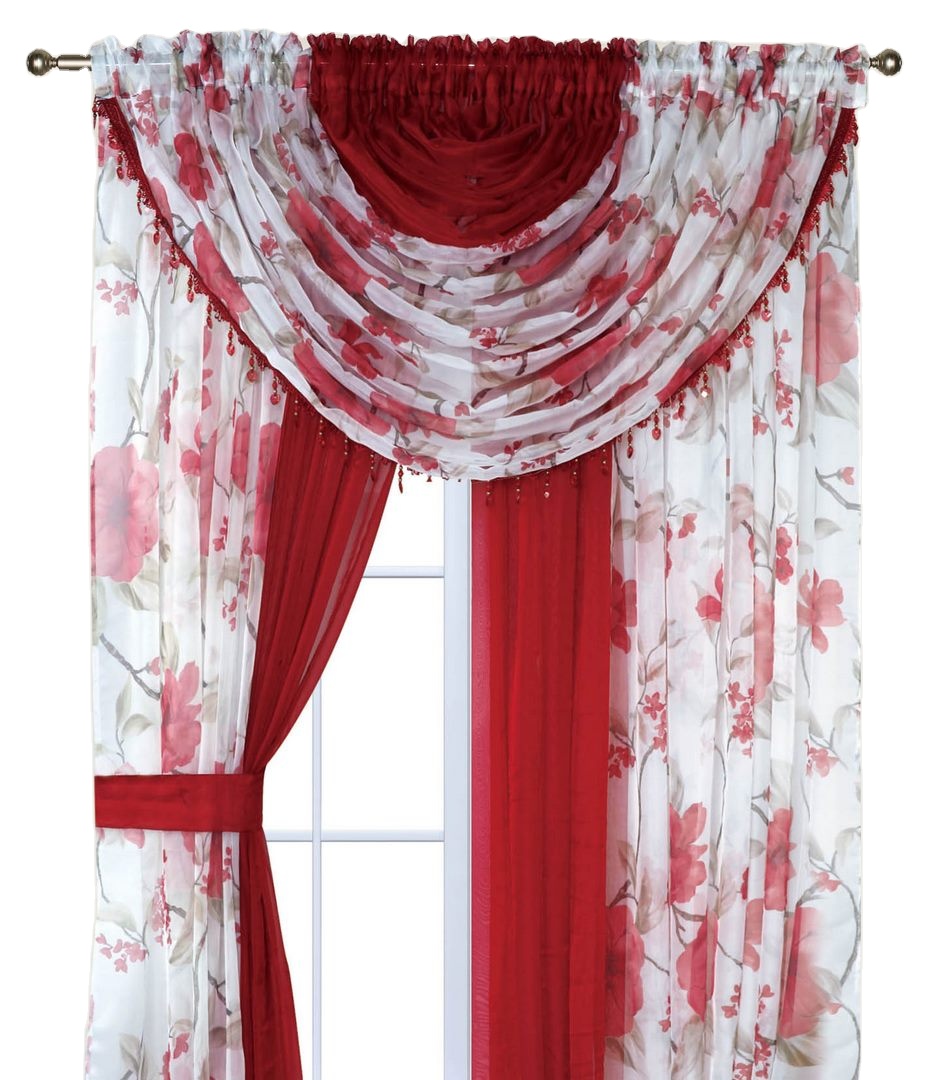 Rüschen Vorhänge Vintage Schwarz Spitze Rosa Floral Jacquard - Romantische Cafe Gardinen W200cm X H230cm