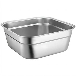 Double Stainless Steel <b>Square</b> Drain Basket Perforated Basin For Kitchen Vegetable Rice Washing Easy To Clean Polished Surface - Product Image 5