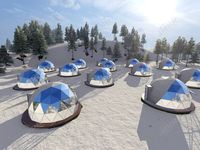 Tente dôme géodésique triangulaire de luxe 2025 en verre pour hôtel de neige, glamping dans le désert et tente de plage