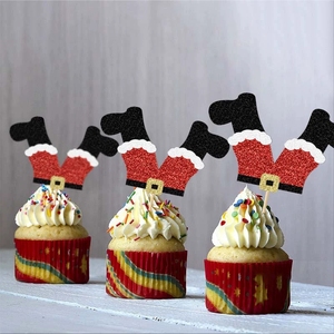 Ensemble de décorations pour cupcakes en forme de jambes de Père Noël pour les fêtes de Noël et les célébrations d'anniversaire, lot en vrac de jambes de Père Noël amusantes - Product Image 1