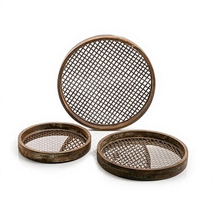 Plateau de service en bois et verre pour thé et café, trois tailles différentes, plateau de service pour en-cas et sucreries, au prix le plus bas - Product Image 1