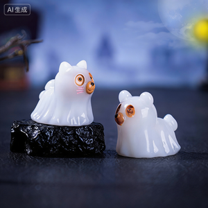 Figur Miniatur Resin Hewan Hantu Bercahaya dalam Gelap, Lukisan Tangan Artistik DIY, untuk Pesta Halloween dan Lanskap Mikro - Product Image 4