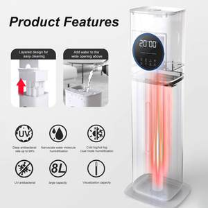Diffuseur d'huiles essentielles intelligent 8L, humidificateur d'air domestique sur pied avec brume froide pour chambre à coucher - Product Image 3