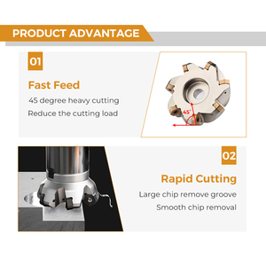 رأس قاطع تفريز مسطح عالي الكفاءة مع حامل أداة تفريز دائري قابل للفهرسة - Product Image 4